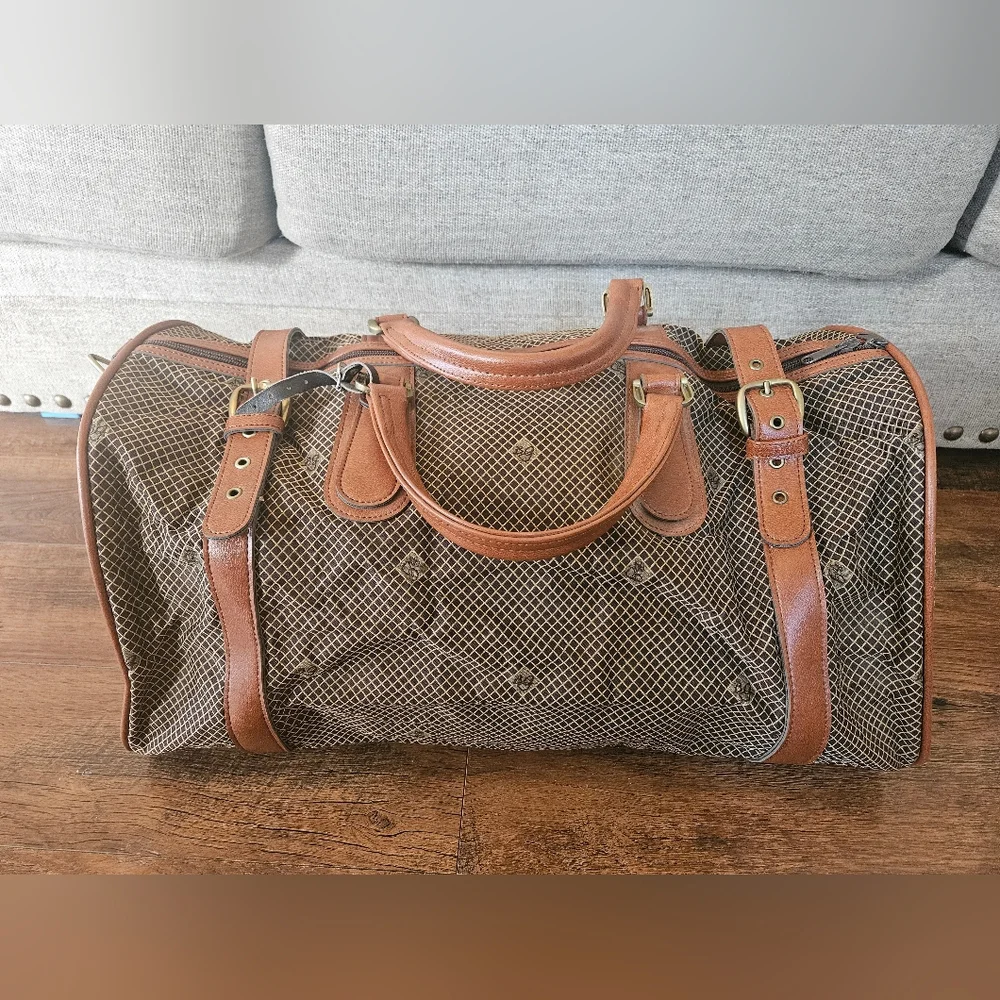 Bg Brown Leather Accent Travel Duffel Bag